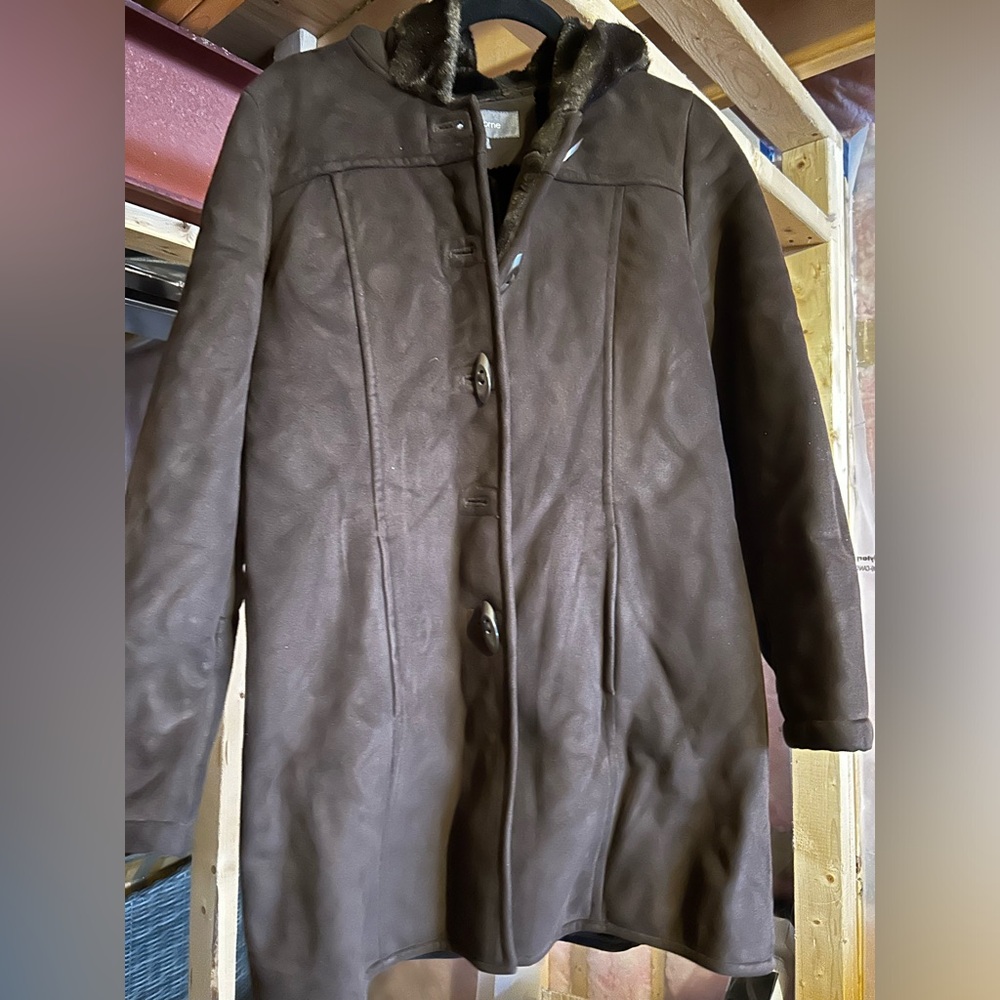 Liz Claiborne Chocolate Brown plush coat with hood